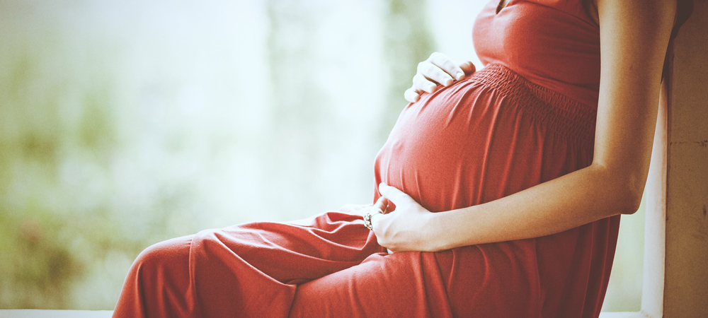 pregnancy woman red dress